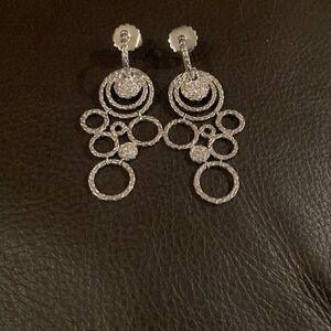 John Hardy Chain Circle Earrings with Pave Diamonds